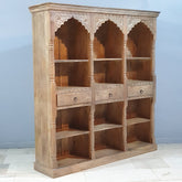 Rajasthan Handcarved Indian Furniture Wooden Vintage Arch Bookshelf 170X40X180 Cm